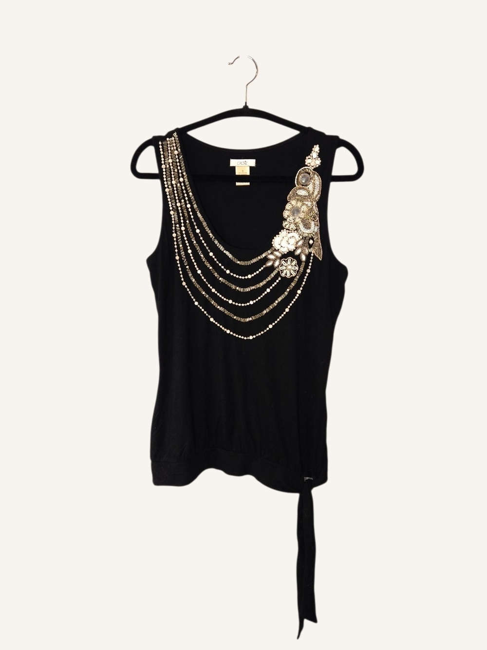 Y2k Caché Black Embellished Chain-Detail Tank Top !